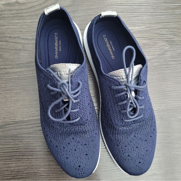 Cole Haan 2. Zerogrand Women's Navy Knit Loafer Sneakers Size 7 Wingtip Casual - Picture 5 of 8